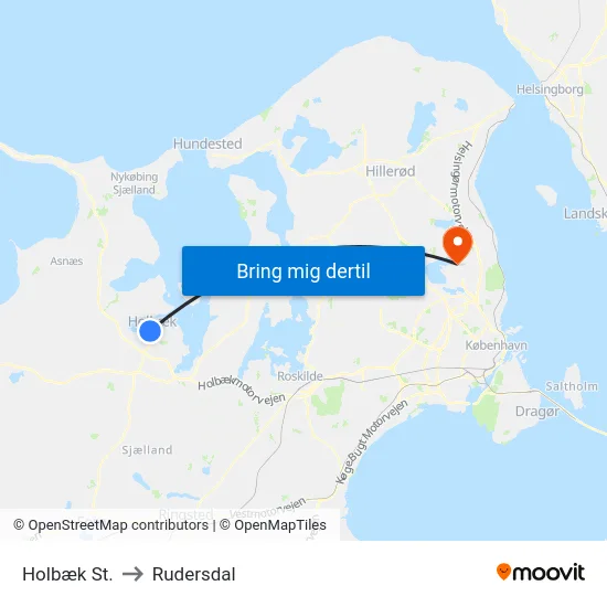 Holbæk St. to Rudersdal map