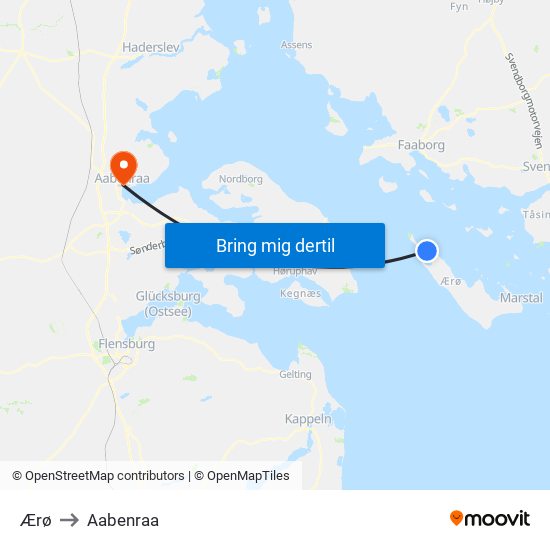 Ærø to Aabenraa map
