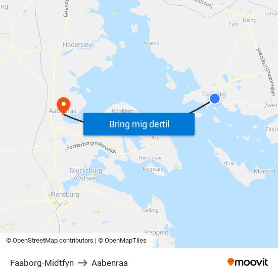 Faaborg-Midtfyn to Aabenraa map