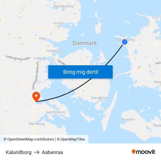 Kalundborg to Aabenraa map
