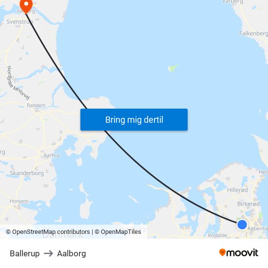 Ballerup to Aalborg map