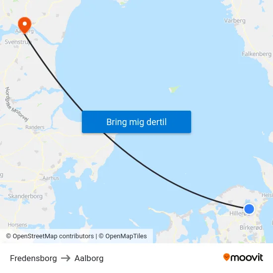 Fredensborg to Aalborg map