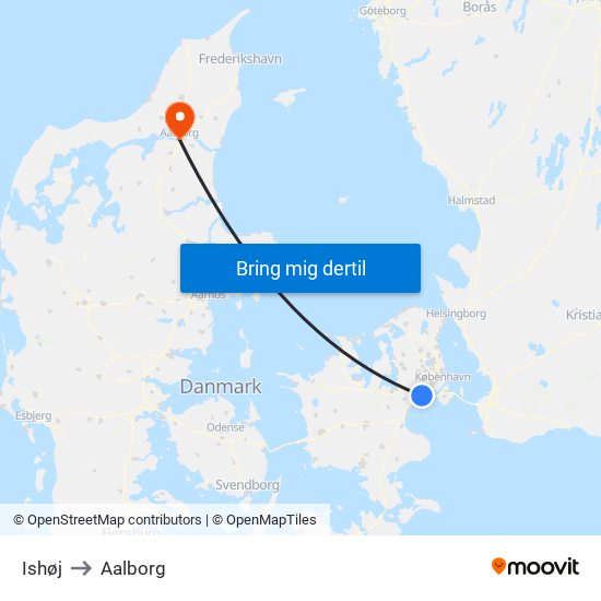 Ishøj to Aalborg map