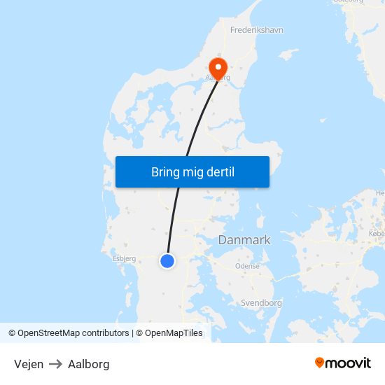 Vejen to Aalborg map
