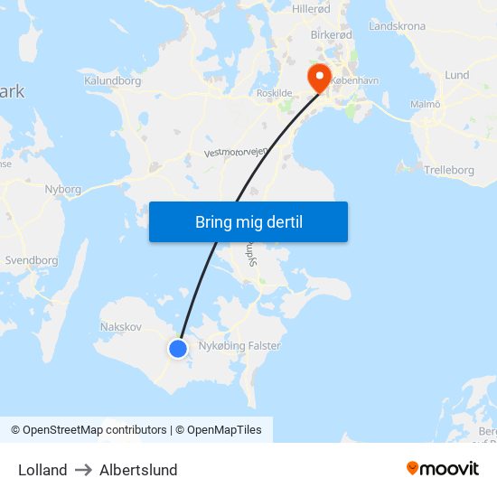 Lolland to Albertslund map