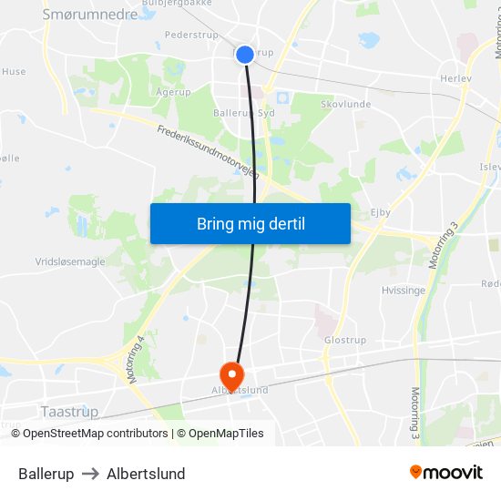 Ballerup to Albertslund map