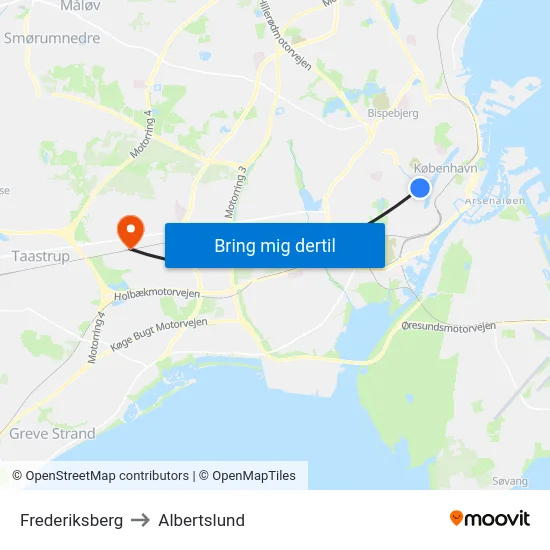 Frederiksberg to Albertslund map