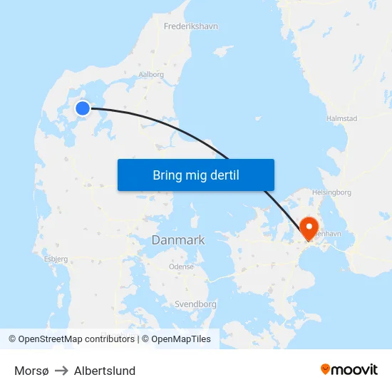 Morsø to Albertslund map