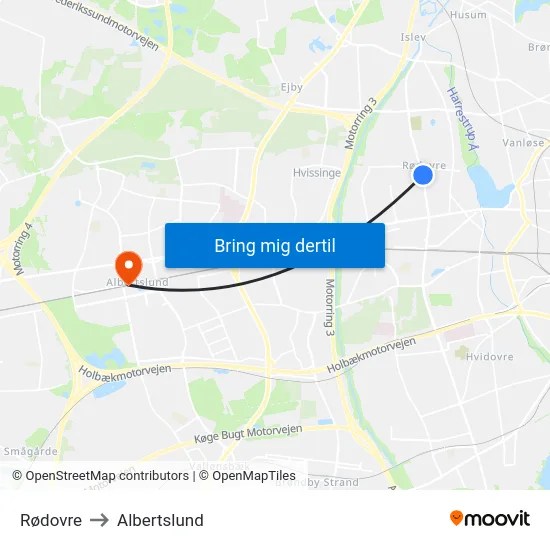Rødovre to Albertslund map