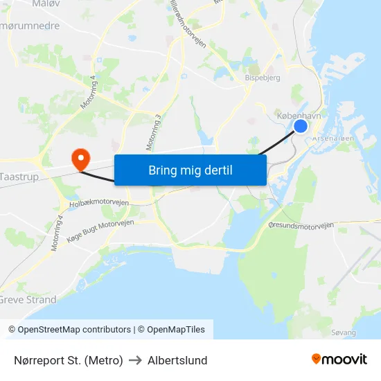 Nørreport St. (Metro) to Albertslund map