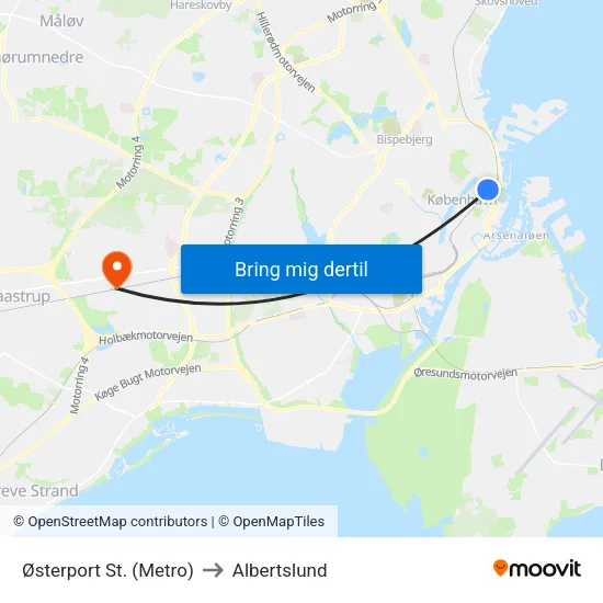 Østerport St. (Metro) to Albertslund map