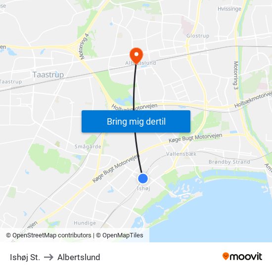 Ishøj St. to Albertslund map
