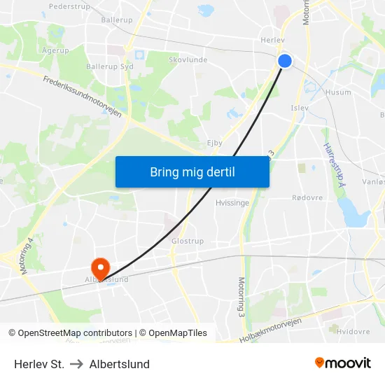 Herlev St. to Albertslund map