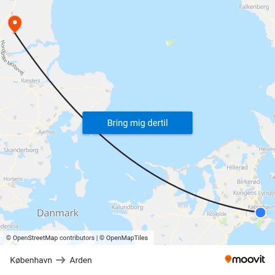 København to Arden map
