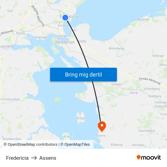 Fredericia to Assens map