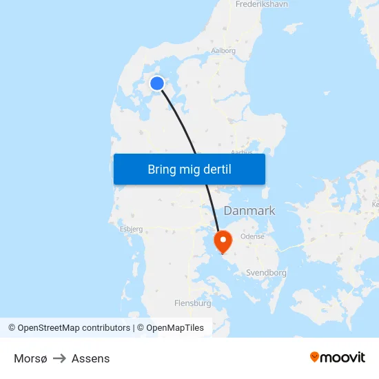 Morsø to Assens map
