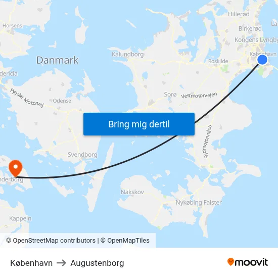 København to Augustenborg map