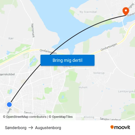 Sønderborg to Augustenborg map