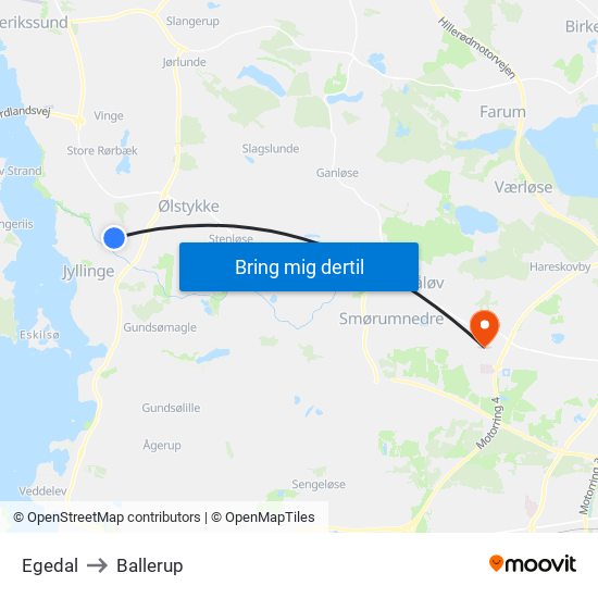 Egedal to Ballerup map