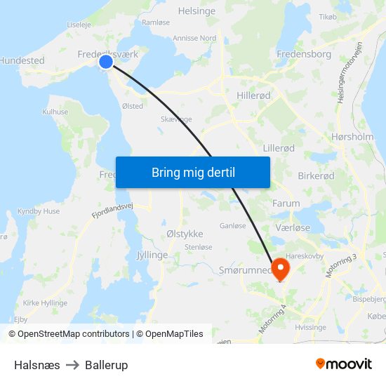 Halsnæs to Ballerup map