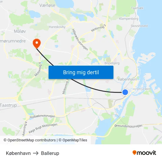 København to Ballerup map