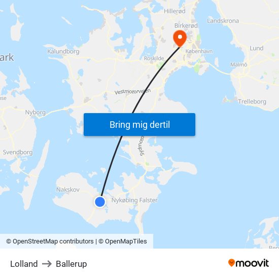 Lolland to Ballerup map