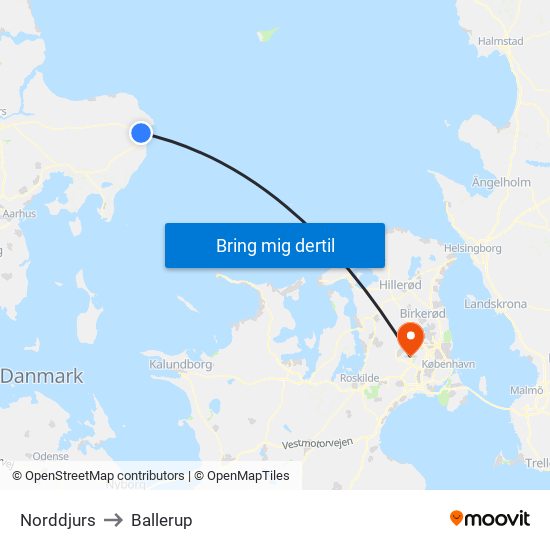 Norddjurs to Ballerup map