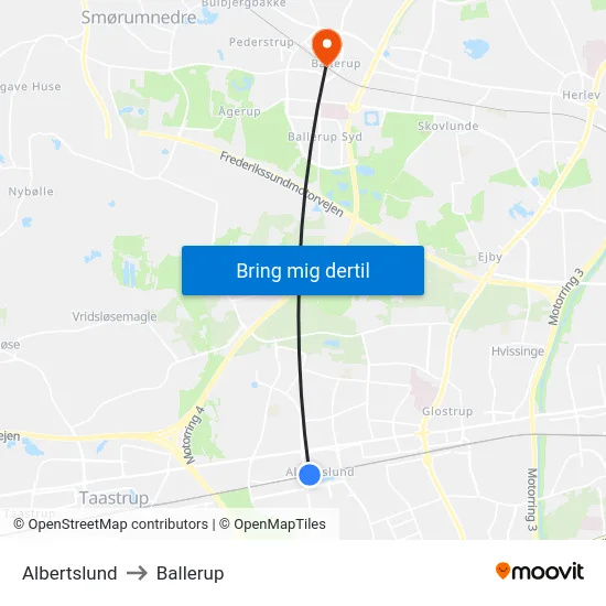 Albertslund to Ballerup map