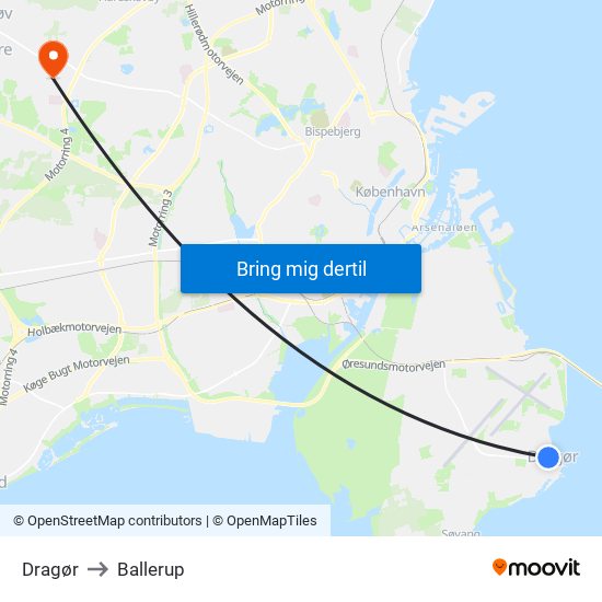 Dragør to Ballerup map