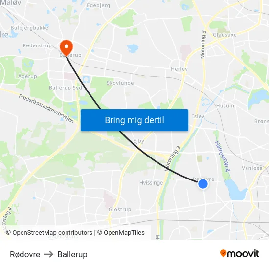 Rødovre to Ballerup map