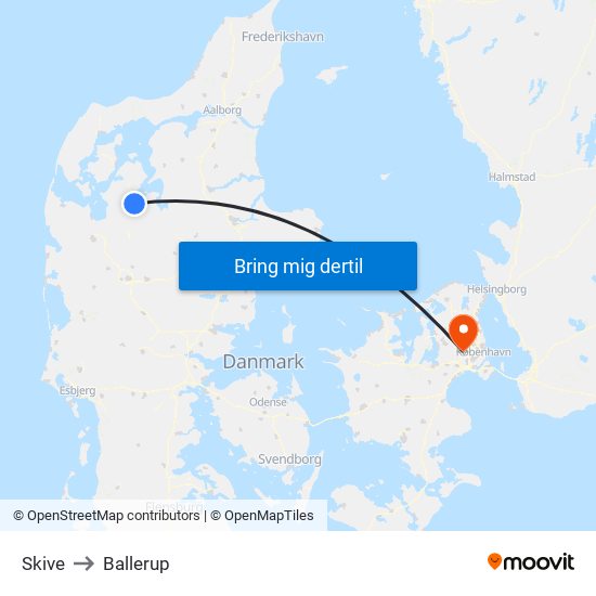 Skive to Ballerup map