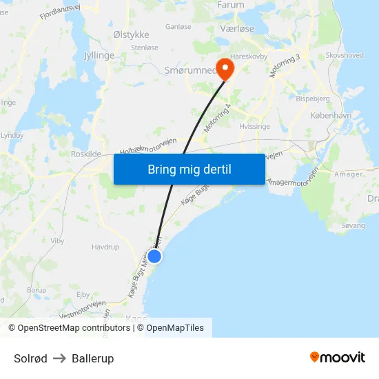 Solrød to Ballerup map