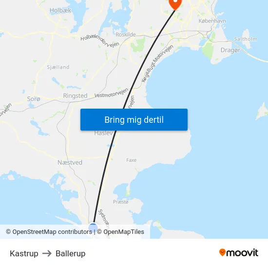 Kastrup to Ballerup map
