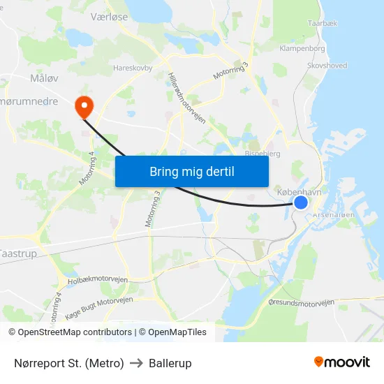 Nørreport St. (Metro) to Ballerup map