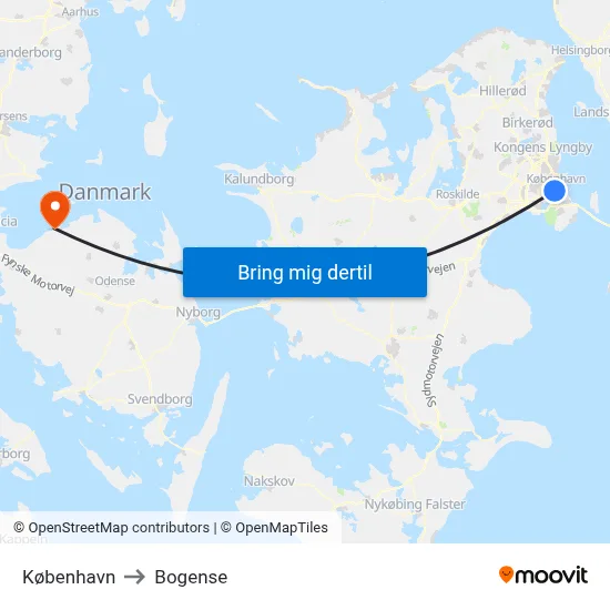 København to Bogense map