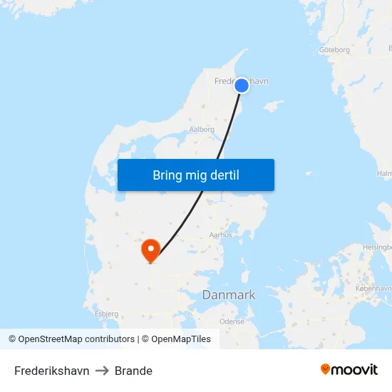 Frederikshavn to Brande map