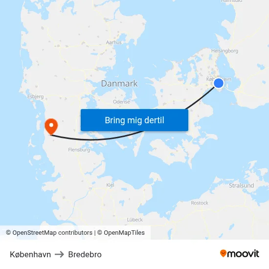 København to Bredebro map