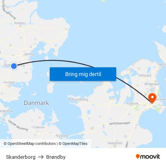 Skanderborg to Brøndby map