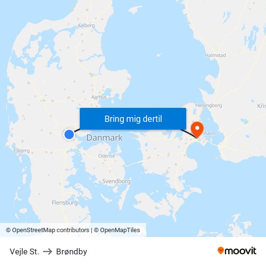 Vejle St. to Brøndby map