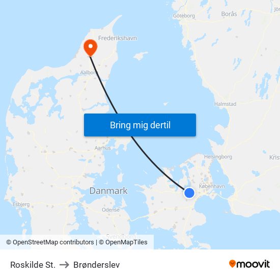 Roskilde St. to Brønderslev map