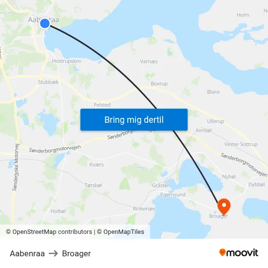 Aabenraa to Broager map