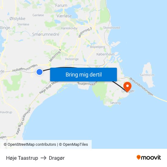 Høje Taastrup to Dragør map