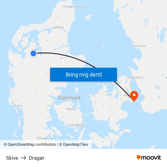 Skive to Dragør map