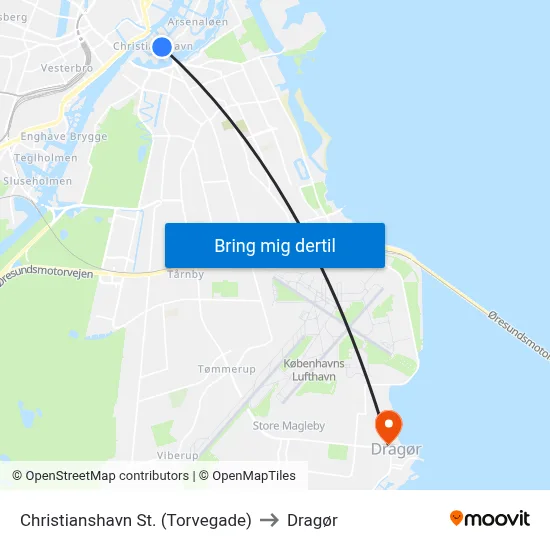 Christianshavn St. (Torvegade) to Dragør map
