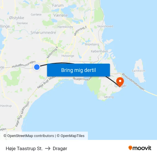 Høje Taastrup St. to Dragør map