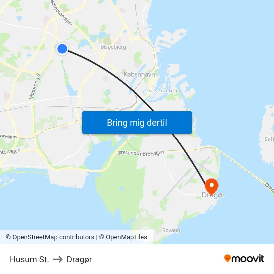 Husum St. to Dragør map