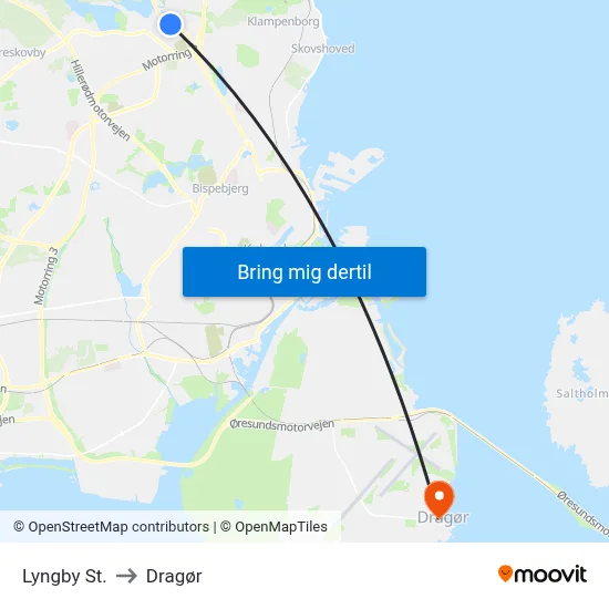 Lyngby St. to Dragør map