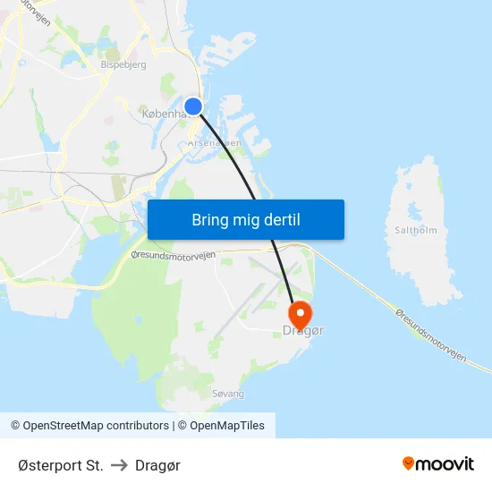 Østerport St. to Dragør map