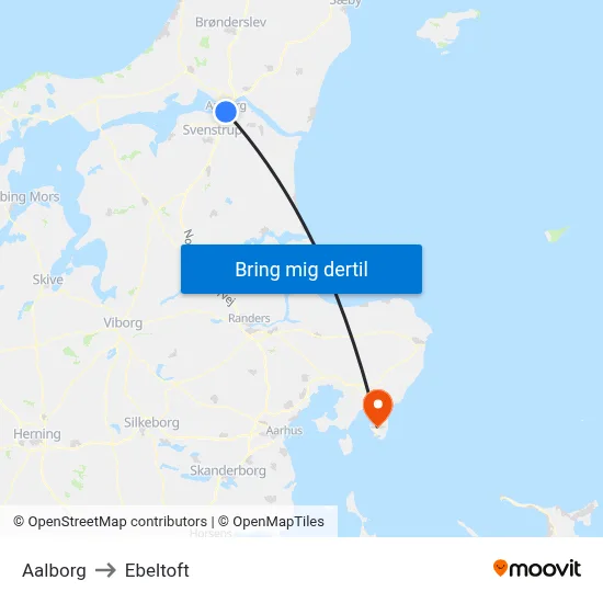 Aalborg to Ebeltoft map