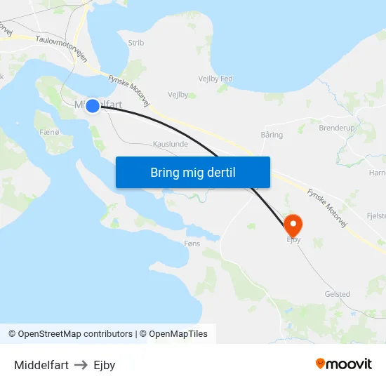 Middelfart to Ejby map